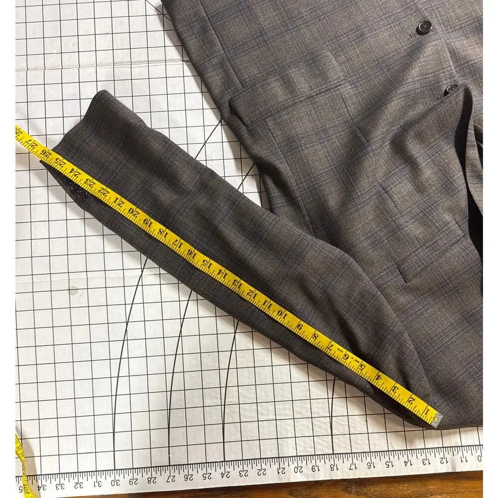Lauren Ralph Lauren Classic Fit Wool Blend Brown Plaid Suit Blazer Jacket XL